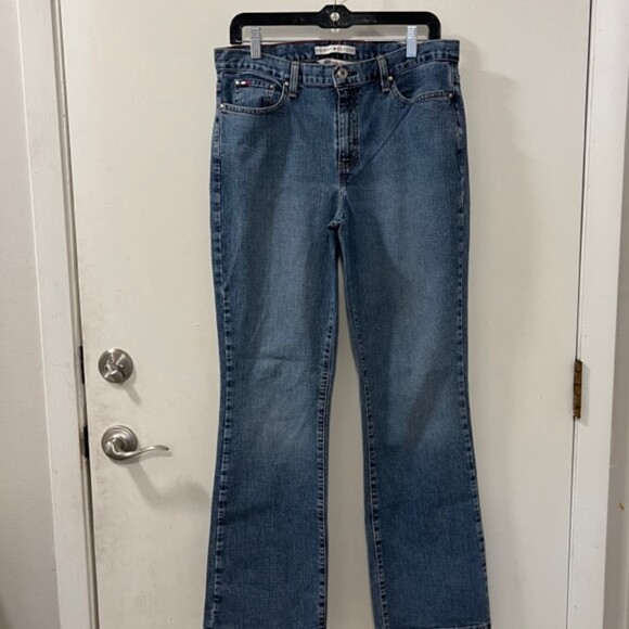 Tommy Hilfiger Womens Blue Washed Hipster Boot Cut Denim Jeans Size 10 - Picture 5 of 12
